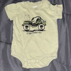 Carhartt Light Green Baby Bodysuit with Car Design